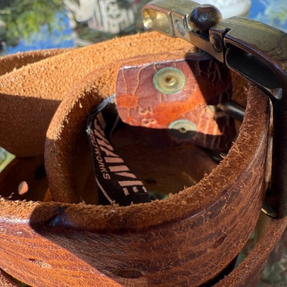 Brave Beltworks Distressed Brown Leather Belt 38 - Picture 3 of 7